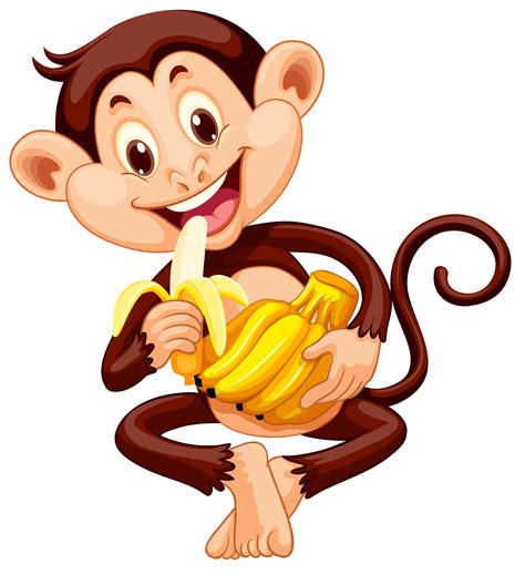 Little monkey eating banana 367742 Vector Art at Vecteezy