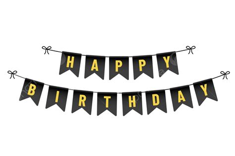 Happy Birthday Banner With Black And Gold Color Vector, Happy Birthday Banner, Birthday ...