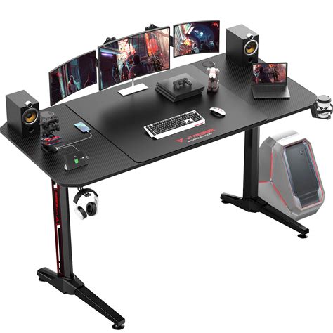 EUREKA ERGONOMIC Z60 Gaming Desk 60 Inch Computer Desk Z Shaped Large PC Tables With RGB LED ...