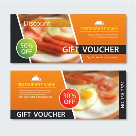 Restaurant gift voucher templae vector 03 free download