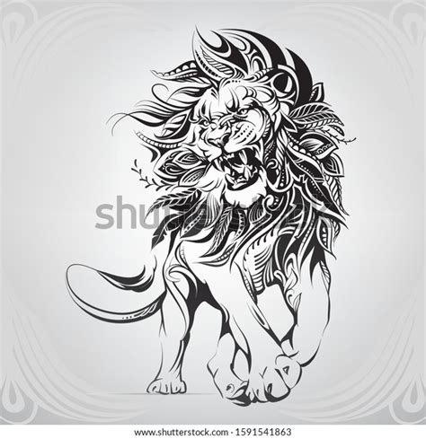 Lion Floral Ornament: vector de stock (libre de regalías) 1591541863 | Shutterstock