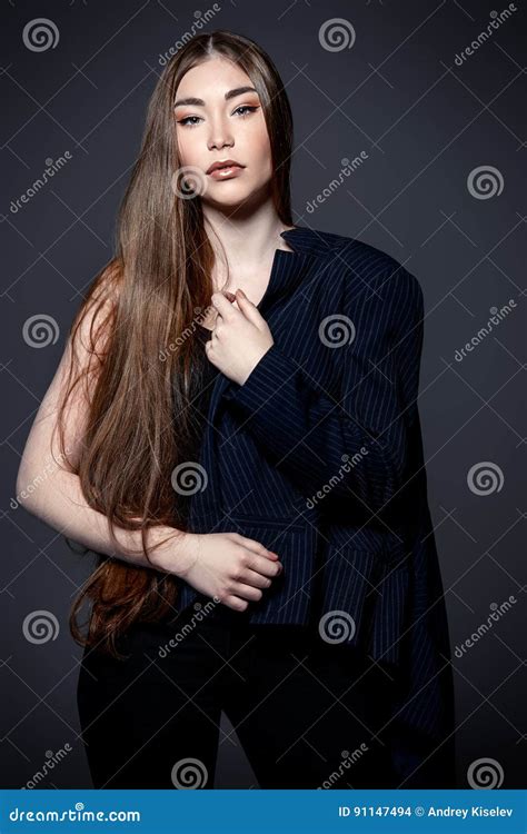 Fashion long hair stock photo. Image of indoor, asian - 91147494