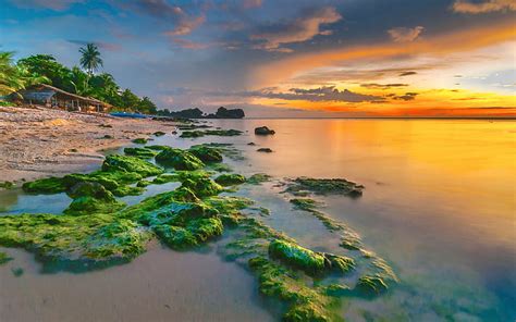 HD wallpaper: Apatot Beach In Philippines Exotic Asia Sunset Ultra Hd Wallpapers For Desktop ...