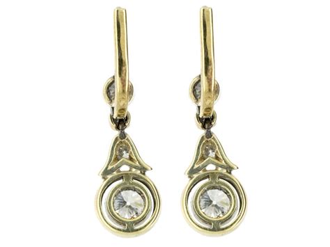 Art Deco Diamond Drop Earrings - The Antique Jewellery Company