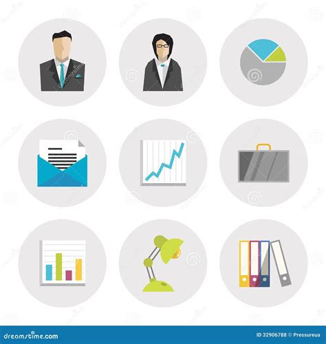 Business Icons in Flat Design Stock Vector - Illustration of files, document: 32906788