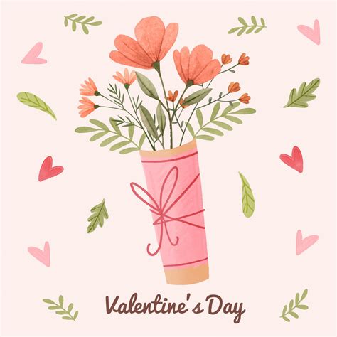 Premium Vector | Watercolor valentine's day flowers illustration