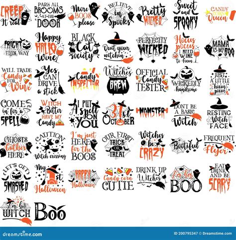 Set of Halloween Quotes. Happy Halloween Quotes Stock Vector - Illustration of celebration ...