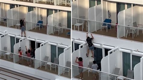 Cruise Ship Passenger Captured Climbing Between Balconies