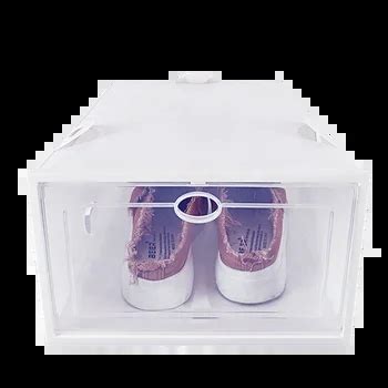 Vozvo Custom Luxury Foldable Transparent Shoes Box Plastic Stackable Drop Front Storage Clear ...