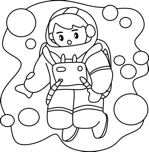 coloring page for kids profession cartoon astronaut 8994914 Vector Art at Vecteezy