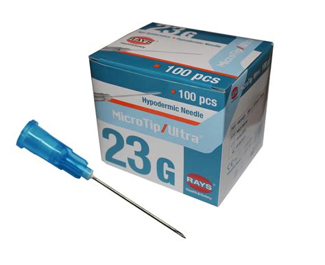 23G Hypodermic Needle (0.6mm x 25mm) Blue (23G x 1.0" inch) Rays Micro — RayMed