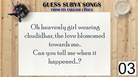 GUESS THE SURYA SONGS BY ITS ENGLISH LYRICS - Tamil Songs game- Quiz - TechNEWgy