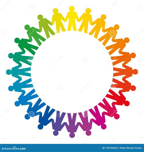 People Holding Hands, Forming a Big Rainbow Circle Stock Vector - Illustration of rainbow ...