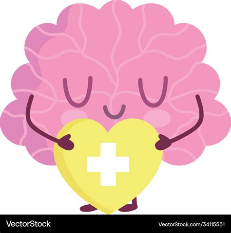 World mental health day cartoon brain character Vector Image