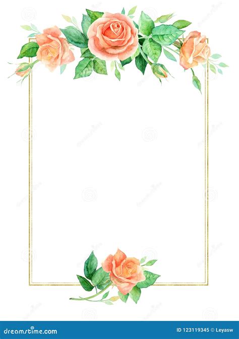 Square Floral Background with a Colorful Watercolor Flowers Frame Border. Wedding Invitation ...