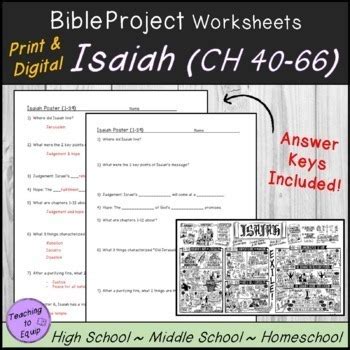 Overview of the book of Isaiah (CH 40-66) Bible Summary Activity