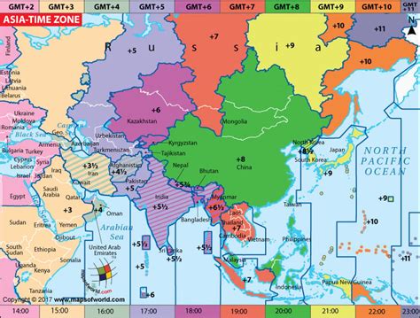 Asia Time Zone Map, Current Local Time in Asia