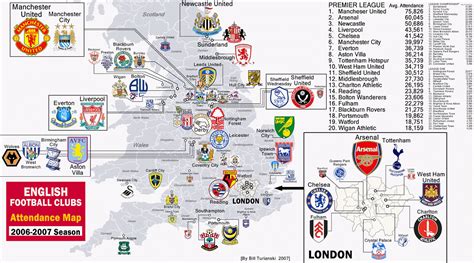 English Corner Franciscanos: Premier League Football Clubs on Map