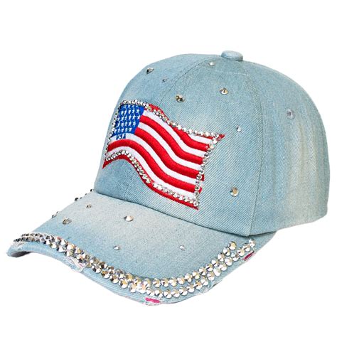 Denim Baseball Cap With Rhinestones | eBay