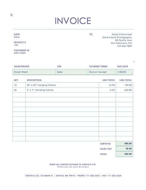 Word Invoice Templates