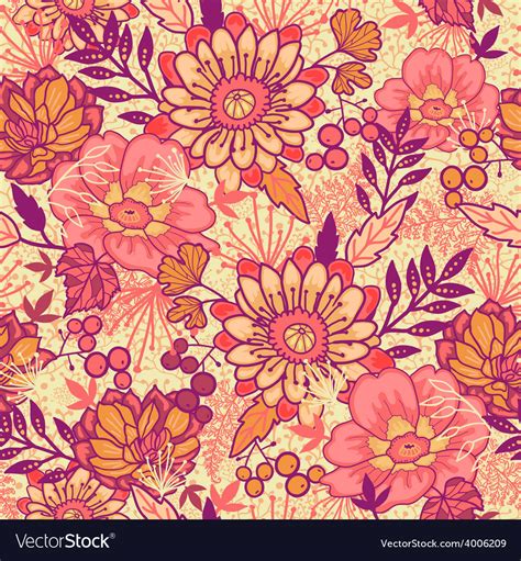 Fall flowers seamless pattern background Vector Image