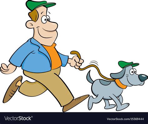 Cartoon man walking a dog Royalty Free Vector Image