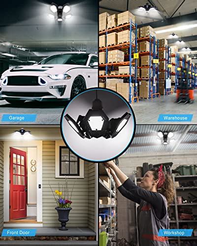 Motion Sensor Garage Light 2 Pack 150W Deformable LED Garage Light Motion Activated 15000LM ...