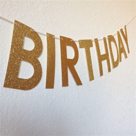 Gold Happy Birthday Banner // Custom Birthday Banner // - Etsy