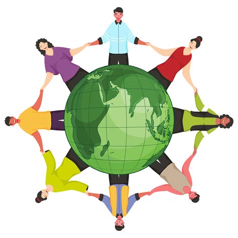 Illustration of People Holding Hands Around The World on White Background for Save Earth Concept ...