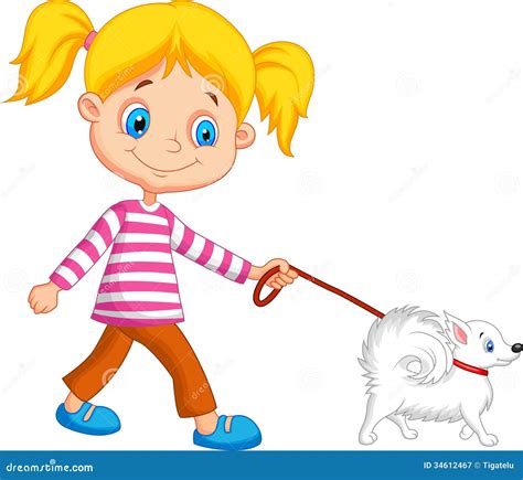 Clipart Dog Girl Walking