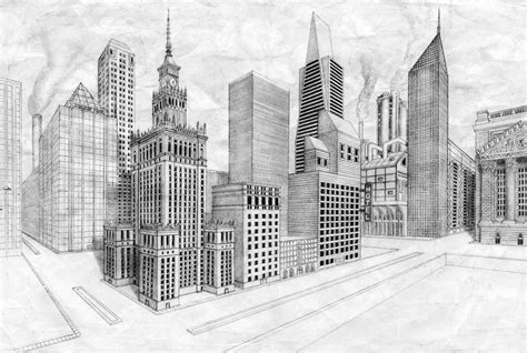 2 Point Perspective City Drawing