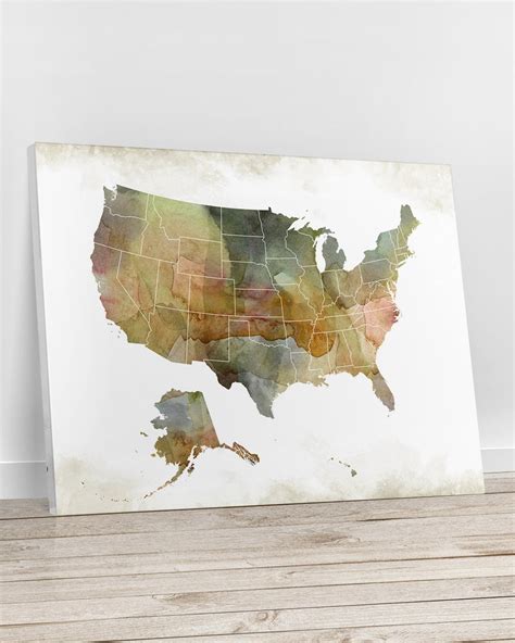 US Map Canvas Print United States Map Art Large USA Canvas | Etsy