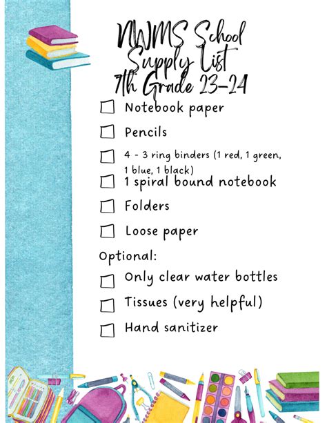 School Supply List – Parents – North Wilkes Middle School