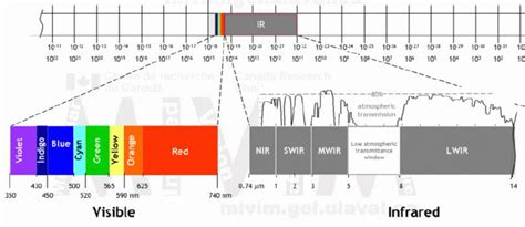 Electromagnetic spectrum showing the visible and infrared wavelength... | Download Scientific ...