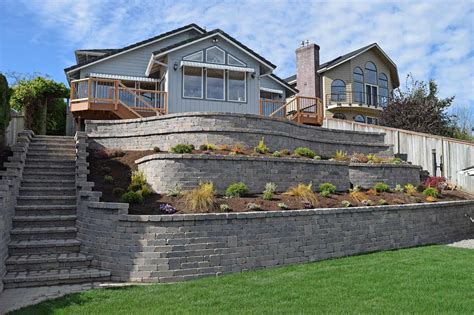 massive....no trees shown. | Landscaping retaining walls, Sloped backyard, Retaining wall