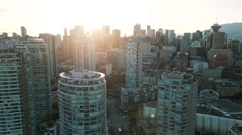 Aerial view of the skyscrapers in Downtown of Vancouver, Canada 25280432 Stock Video at Vecteezy