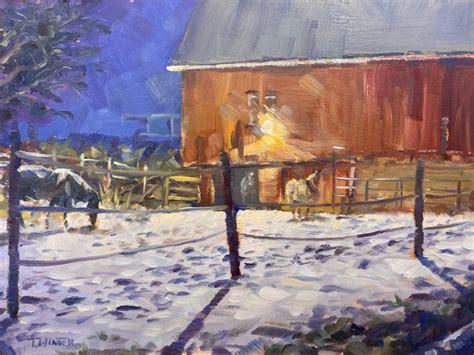 Snowy Horse Stables - Tim Winter Fine Art