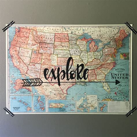 United States Map // Vintage Map // Explore | Map signs, United states map, Vintage map