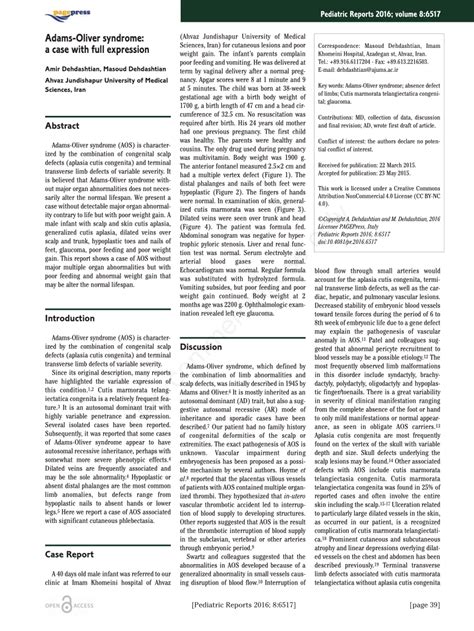 (PDF) Adams-Oliver Syndrome: A Case With Full Expression