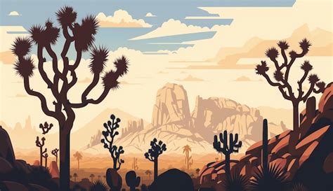 Premium AI Image | A cartoon of a desert landscape with a desert scene.