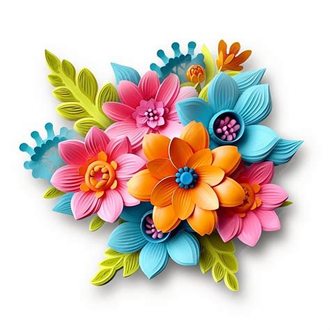 Premium Photo | 3D flowers clipart on white background