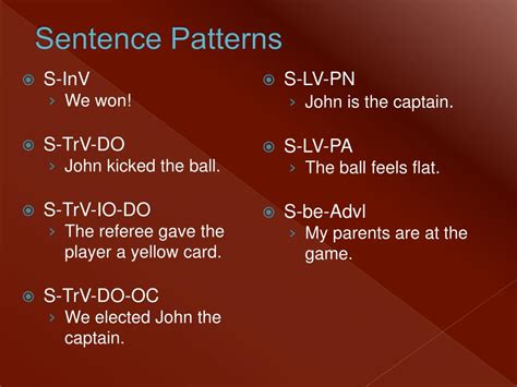 PPT - Sentence Patterns PowerPoint Presentation, free download - ID:3857679