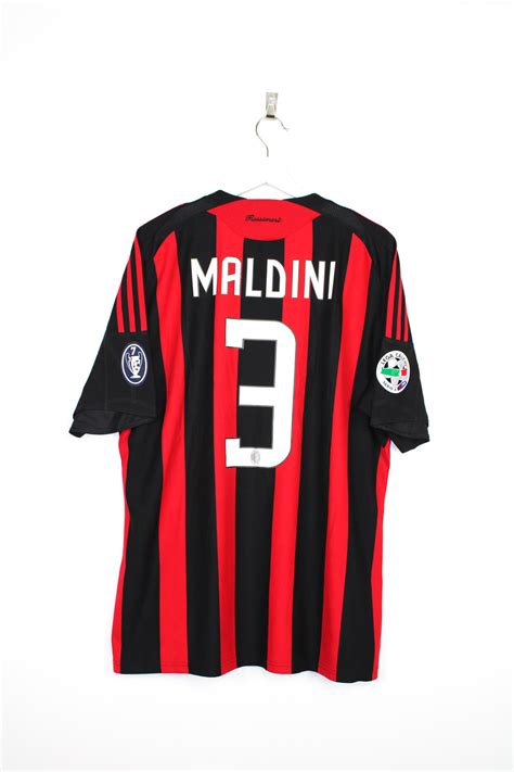 2008-09 AC Milan home jersey (#3 MALDINI) - XL • RB - Classic Soccer Jerseys