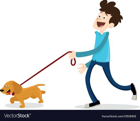 Cartoon style man walking with dog dachshund Vector Image