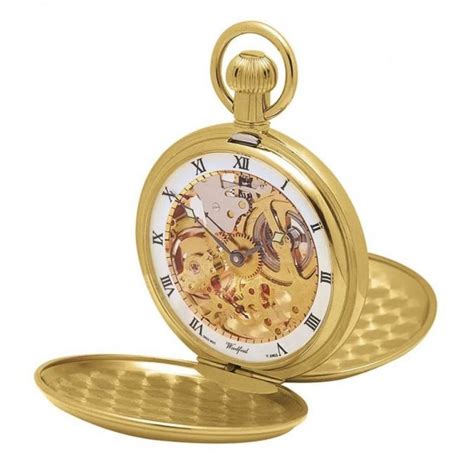 Gold Plated 17 Jewel Swiss Mechanical Double Hunter Pocket Watch W1014 | Pocketwatch USA