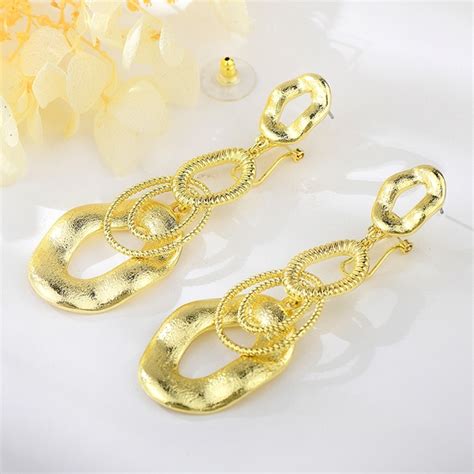 Trendy Gold Plated Dubai Dangle Earrings with No-Risk Refund