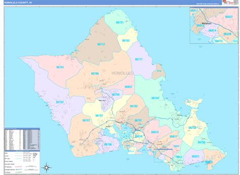 Honolulu County, HI Wall Map Color Cast Style by MarketMAPS - MapSales