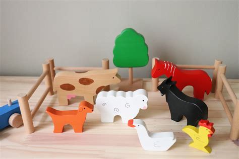 Wooden Farm Animals Play Set - Etsy