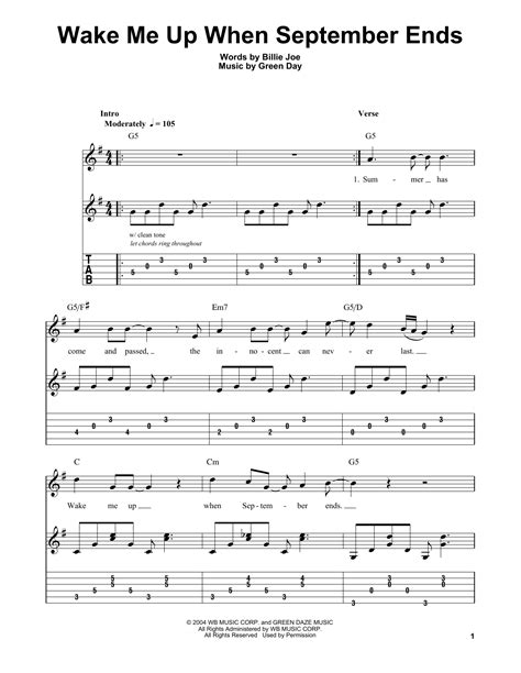 Wake Me Up When September Ends by Green Day - Easy Guitar Tab - Guitar Instructor