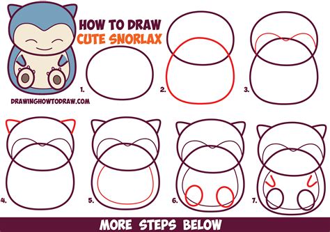 How To Draw Pokemon Snorlax Cute Step By Step Easy Neo Coloring | Images and Photos finder